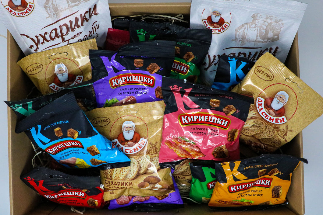Russian-Box - Suhariki Brotchips Croutons Snack Variation Set - 20 Packungen